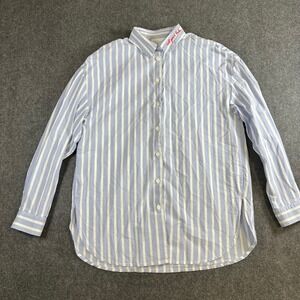 k/lab Light Blue White Striped Cotton Button Down Not Your Babe Collar Shirt S